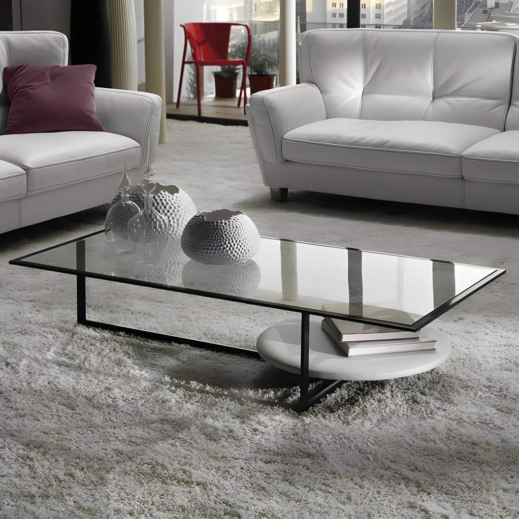 ترابيزة قهوة بسطح زجاج 50*100*40 سم - RON88 Royal Iron